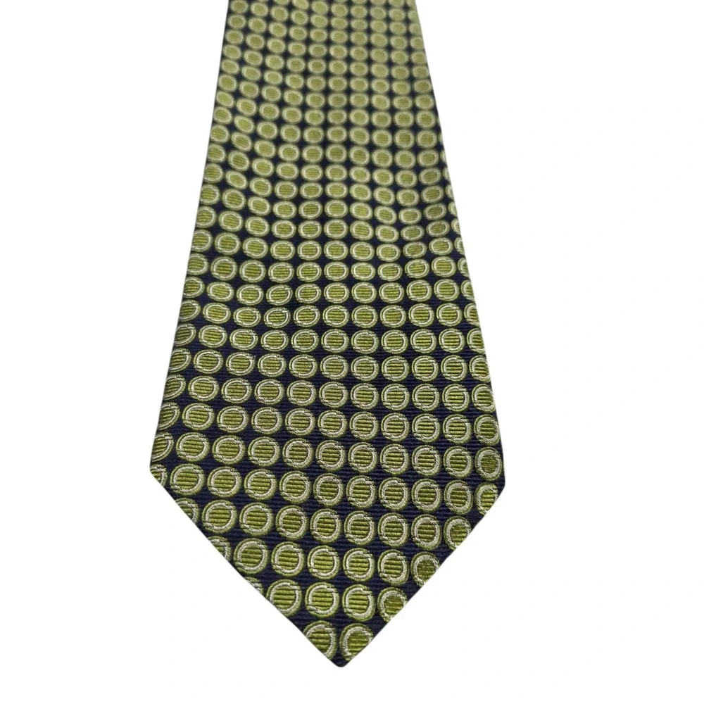Brooks‎ Brothers Silk Geometric Pattern Necktie Navy Green Men's Tie New